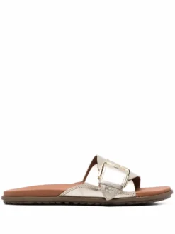Women UGG Buckled Metallic Sandals