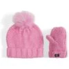 UGG Kids Knit Hat With Faux Fur Pom And Knit Mittens Set (Infant)