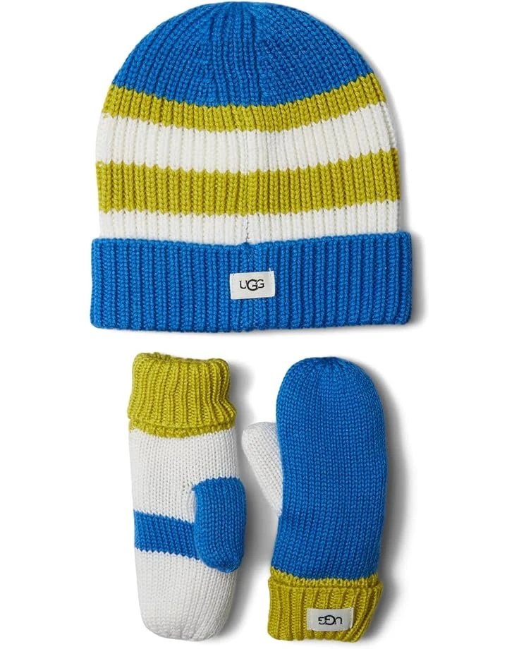 UGG Kids Color-Block Beanie And Mittens Set (Toddler/Little Kids) 1 UGG Kids Color-Block Beanie And Mittens Set (Toddler/Little Kids)